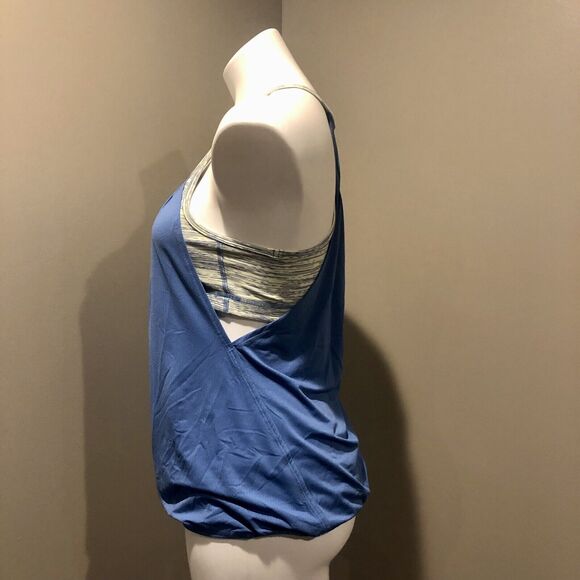 Lululemon Athletica Tank Top 6 Blue W/ Sports Bra Racerback Loose Fit Scoop Neck - Picture 3 of 14